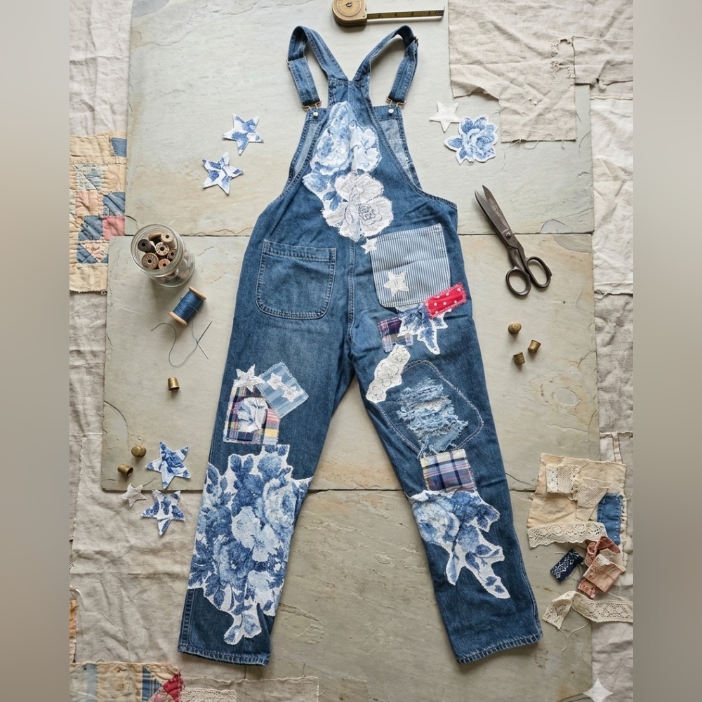 Custom And Hand Crafted Upcycled Patchwork Overal… - image 4